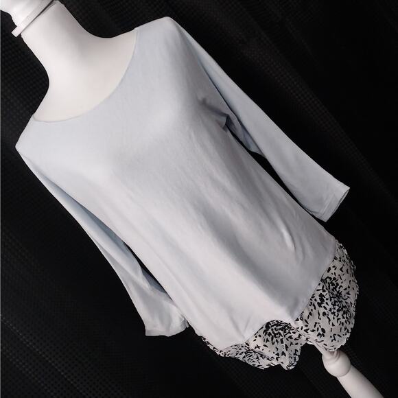 ANN TAYLOR! BABY BLUE ULTRA LIGHTWEIGHT SWEATER W/BLACK & WHITE LEAF SKIRT! SZ M - Picture 7 of 7